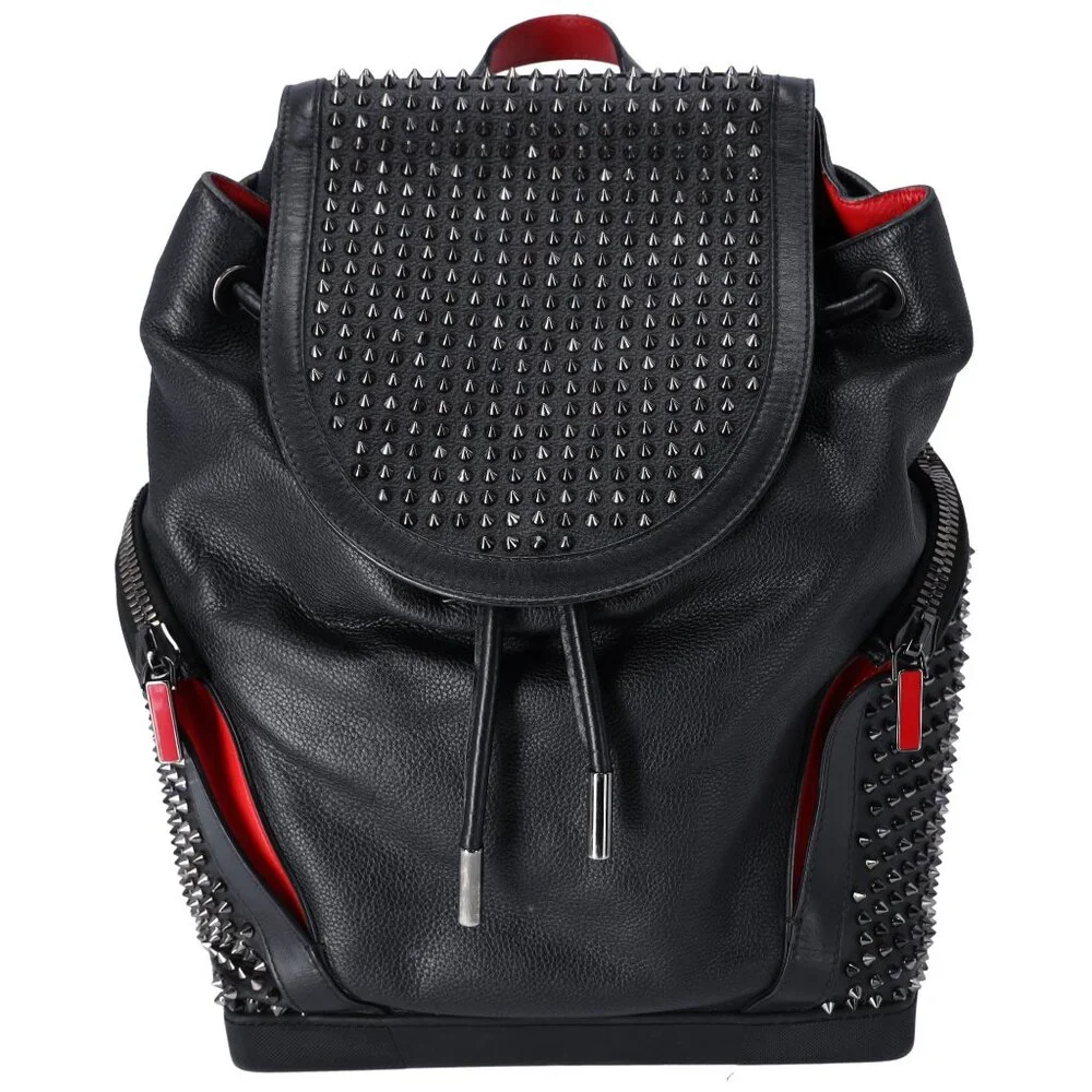 Christian Louboutin Explorafunk Backpack Black Red Leather Studded